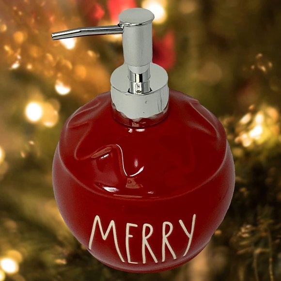 Rae Dunn By Magenta Kitchen or Bathroom Christmas Ornament Soap Pump Dispenser
